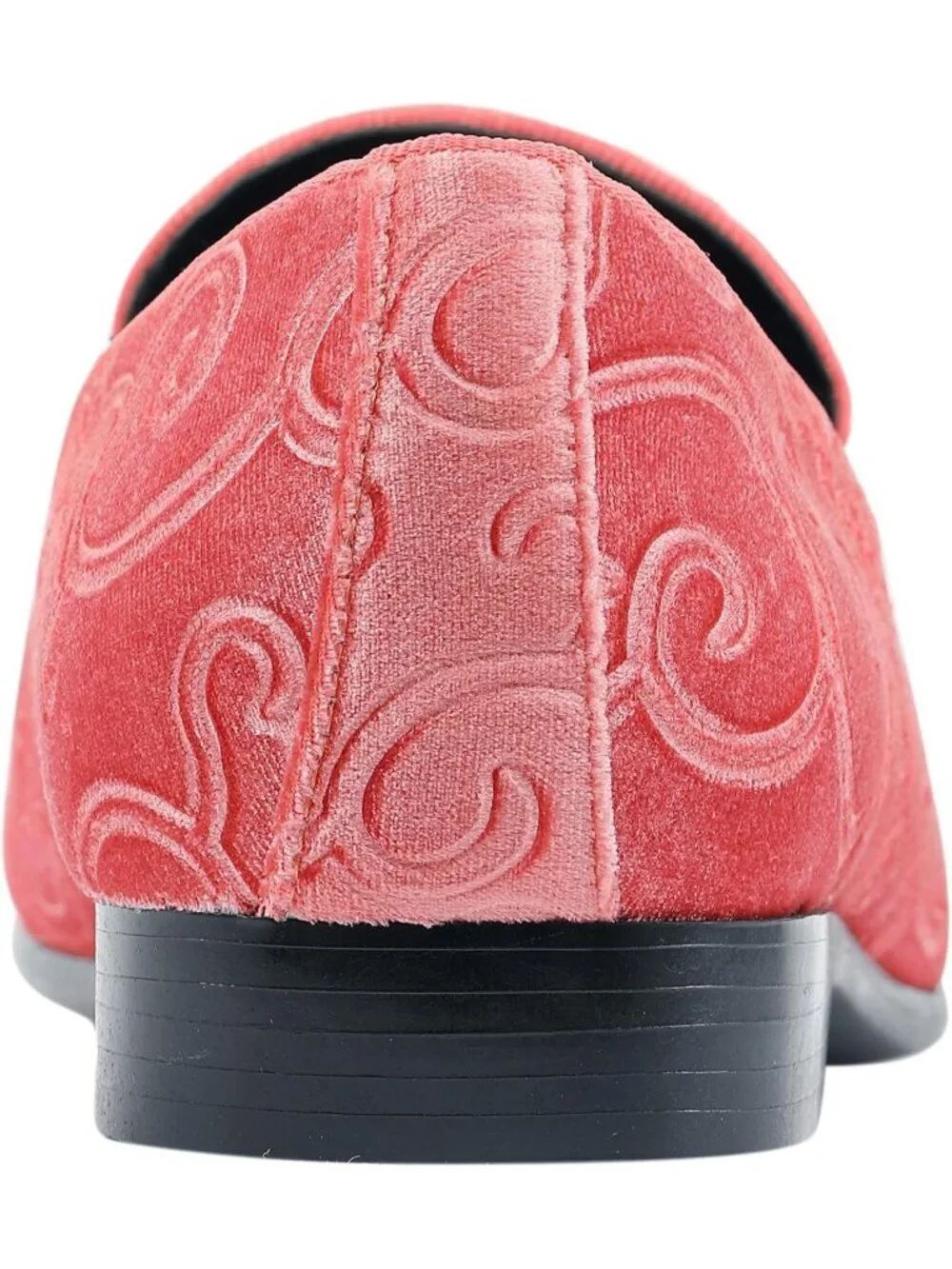 Amali Men's Coral paisley Embossed Velvet Loafer Satin Trim Slip On Tuxedo Shoes